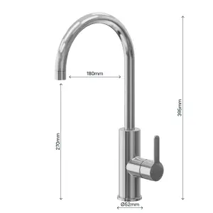 GoodHome Zanthe Stainless steel effect Kitchen Side lever Tap