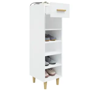 Shoe Cabinet High Gloss White 30x35x105 cm Engineered Wood