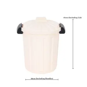 Cream Clip Top Storage Bin 25L Medium Waste Paper Bin Toy Storage Pet Food Tub