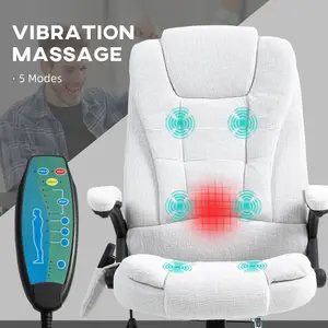 Vinsetto Office Chair w/ Heating Massage Points Relaxing Reclining Cream White