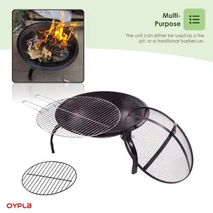 Oypla 54cm Portable Folding Firepit Outdoor Garden Patio BBQ Barbecue Grill