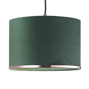 Contemporary Emerald Forest Green Soft Velvet 12 Lamp Shade with Copper Ring