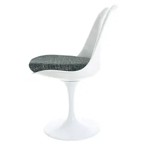 White Tulip Dining Chair with Grey Textured Cushion