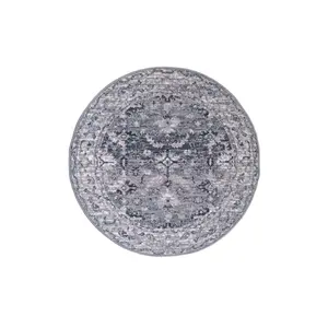 Melrose Colorama Traditional Grey/Pink Medium Indoor Round Area Rug 120/120cm