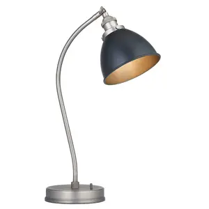 Luminosa Franklin Task Table Lamp, Aged Pewter Plate, Matt Black Paint