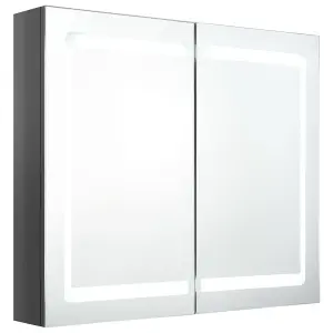 Berkfield LED Bathroom Mirror Cabinet Shining Grey 80x12x68 cm