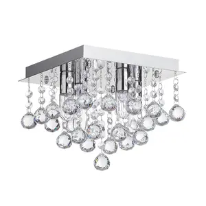 Litecraft Orlando Chrome 4 Lamp Square Bathroom Flush Ceiling Light