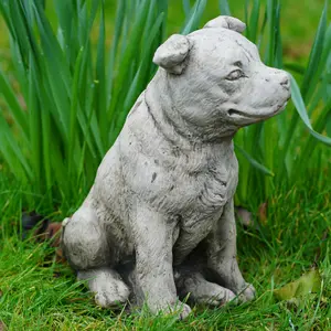 Staffordshire Bull Terrier Dog Stone Statue Staffie Puppy Outdoor Garden Ornament Decoration