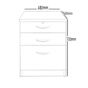 3 Drawer Filing Cabinet Grey