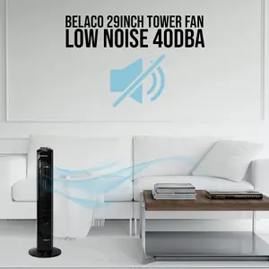 Belaco 32Inch Tower fan Cooling fan Free Standing fan 7.5 Hour Timer, Remote control 3 Breeze Speed 85 Degree oscillating 45W (B