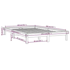 Berkfield Bed Frame White 140x200 cm Solid Wood Pine