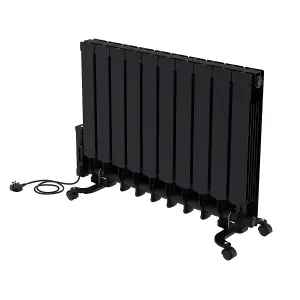 Right Radiators Electric Oil Filled Radiator WiFi Timer Portable Wall Mounted Thermostat Heater Black 1800W