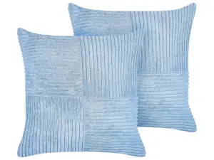 Set of 2 Cushions MILLET Corduroy 43 x 43 cm Solid Blue