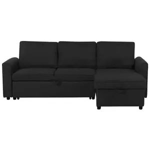 Corner Sofa NESNA Black Fabric Left Hand