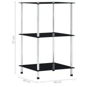 Berkfield 3-Tier Shelf Black 40x40x67 cm Tempered Glass