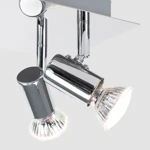 ValueLights Consul Modern Rectangular Silver Chrome 6 Way Adjustable GU10 Ceiling Spotlight