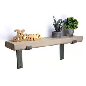 Maryvonne Oak Bracket Shelf with Reclaimed Wood Dark Oak / 24cm H x 20cm W x 22cm D