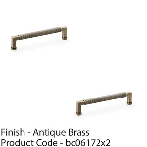 2 PACK - Square Knurled Pull Handle - Antique Brass - 160mm Centres Premium Drawer Door