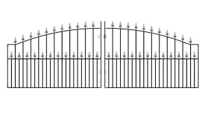 SAXA Spear Top Arched Metal Driveway Gate 3658mm GAP x 1245mm High SAZP25