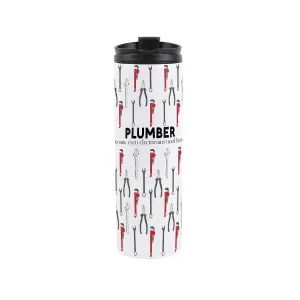 Plumber Travel Mug - Novelty Trades Gift Stainless Steel Vacuum-Sealed Double-Walled Hot/Cold Drinks Travel Flask