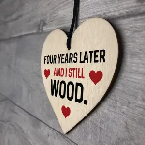 Funny 4th Anniversary Gift For Wife Husband Wood Heart Gift For Him Her Keepsake