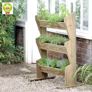 Zest 3 Tier Vertical Herb Stand Wooden Planter Garden Layered Planter