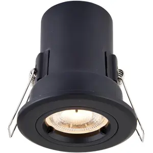 Fire Rated Recessed Ceiling Downlight - 50W GU10 - Fixed - Matt Black Light