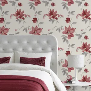 Silwood Magnolia Red Smooth Wallpaper