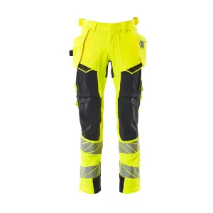 Mascot Accelerate Safe Trousers with Holster Pockets - Hi-Vis Yellow/Dark Navy   (29.5) (Leg Length - Regular)