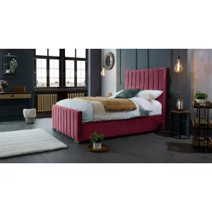 Redding Plush Velvet Maroon Bed Frame