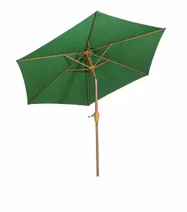 2.5m Green Crank and Tilt Parasol Woodlook Aluminium Pole