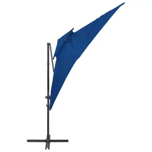 Berkfield Cantilever Umbrella with Double Top Azure Blue 250x250 cm