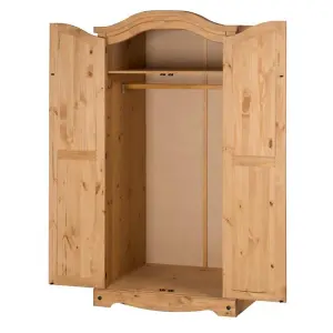 Mercers Furniture Corona 2 Door Arch Top Wardrobe Solid Pine with Mexican Styling