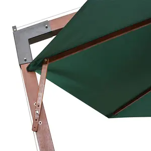 Berkfield Hanging Parasol 350 cm Wooden Pole Green