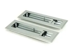 From The Anvil Polished Chrome 175mm Art Deco Rectangular Pull -Privacy Set