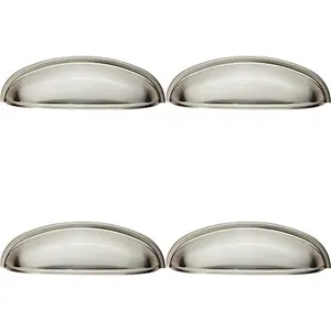 4x Shaker Cup Pull Handle 124 x 35mm 96mm Fixing Centres Satin Nickel