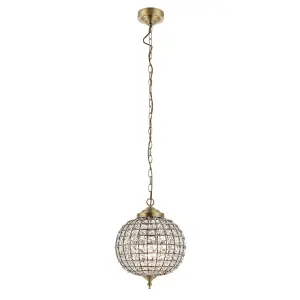 Anson Lighting Lily Pendant light finished in Antique brass plate and clear glass