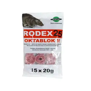 Rat Poisoning Blocks Wax Block Bait Mouse Bait Block Single Feed Rodent Killer Fast Acting Pack of 1 (Rodex Oktablock-ll - 300g)