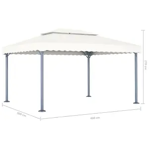 Berkfield Gazebo with LED String Lights 400x300 cm Cream Aluminium