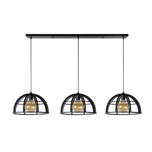 Lucide Dikra Modern Bar Pendant Light 40cm - 3xE27 - Black