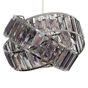 ValueLights Hudson Polished Chrome and Smoked Acrylic Jewel Intertwined Rings Design Ceiling Pendant Light Shade