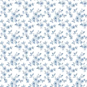 Galerie Secret Garden White/Blue Delicate Flower Trail Wallpaper Roll