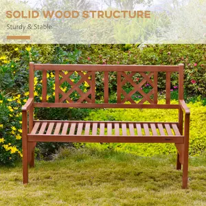 Outsunny Foldable Garden Bench, 2-Seater Patio Wooden Brown