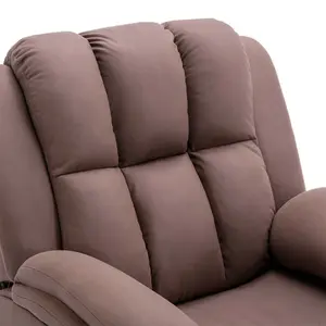 Electric Powered Recliner Chair With USB Charger And Pocket Storage In Leather-Look Mocha Technology Fabric