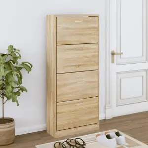 Berkfield Shoe Cabinet Sonoma Oak 63x24x147 cm Engineered Wood