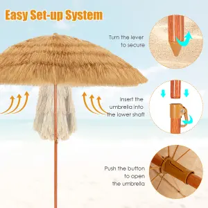 Costway 2m Outdoor Patio Umbrella Garden Parasol Portable Beach Poolside