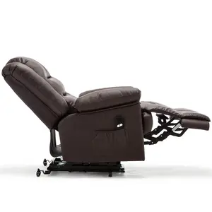 Loxley Single Motor Electric Riser Rise Recliner Bonded Leather Armchair Electric Lift Chair (Brown)