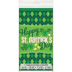 Unique Party Plastic Argyle St Patricks Day Party Table Cover Green/White (One Size)