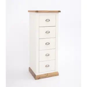 Tropea 5 Drawer Narrow Chest of Drawers Chrome Cup Handle