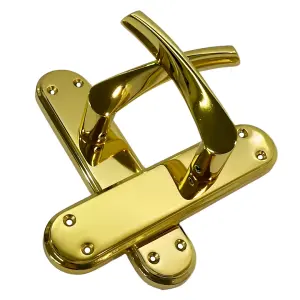 Genova Door Handles Brass Twist Lever Latch Marina Backplate